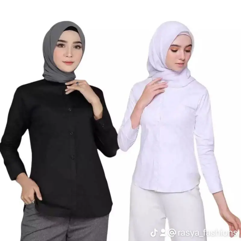 KEMEJA KANTOR CEWEK POLOS LENGAN PANJANG KEMEJA CEWEK LENGAN PANJANG Wanita Atasan Baju Casual  Kerja 4