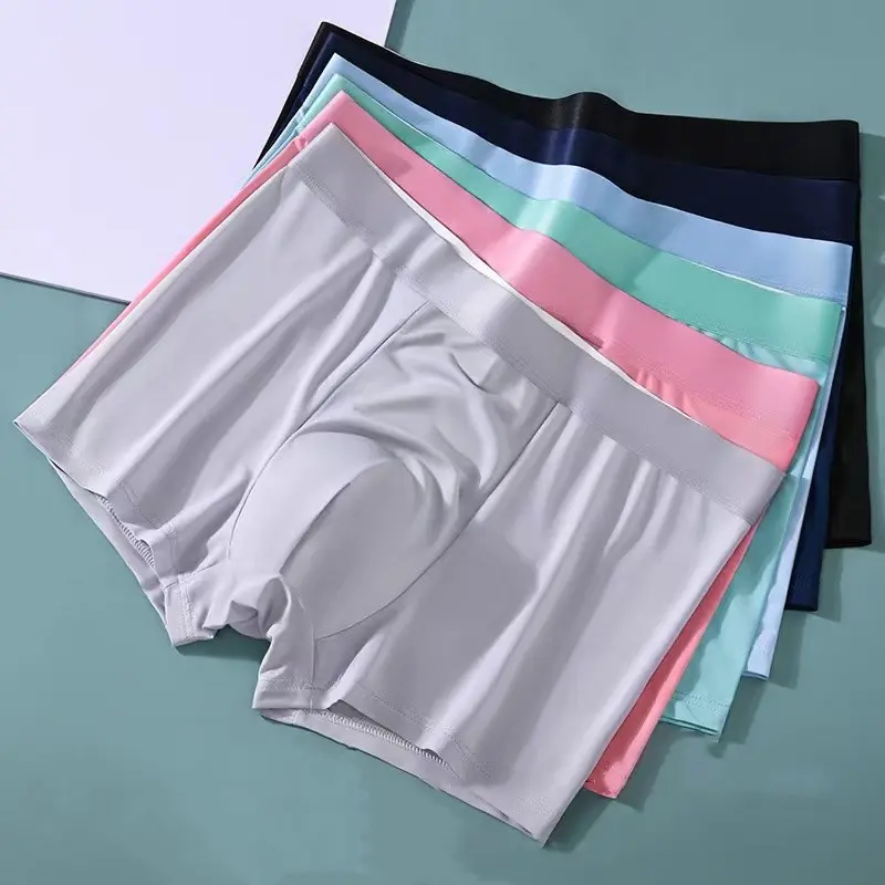 4pcs(1SET) Plain Cool Silk Fashion Men's Boxer Brief Set High Quality Clothing Fabric Simple Menswear Lingerie athletic boxers/men s Mid Panty Polyester Soft Spandex Innerwear Silk Seamless Lce Silk Socks Elastic affordable  undies Wetsuit Basic