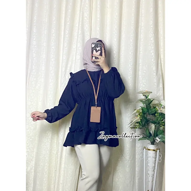 Zayma Blouse Humaira Pollo Linen Premium LD 110 cm Atasan Wanita Nyaman 3