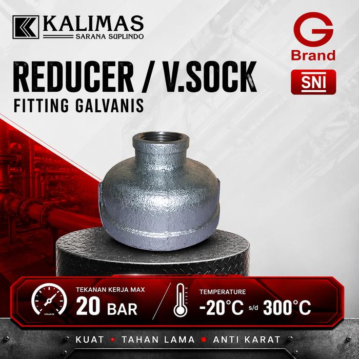 Gambar Reducer / V. Sock Galvanis Besi d. 4" x 2 1/2" Drat BSPT (G) | Sambungan fitting pipa besi dari kalimas.online Kota Administrasi Jakarta Pusat Tokopedia