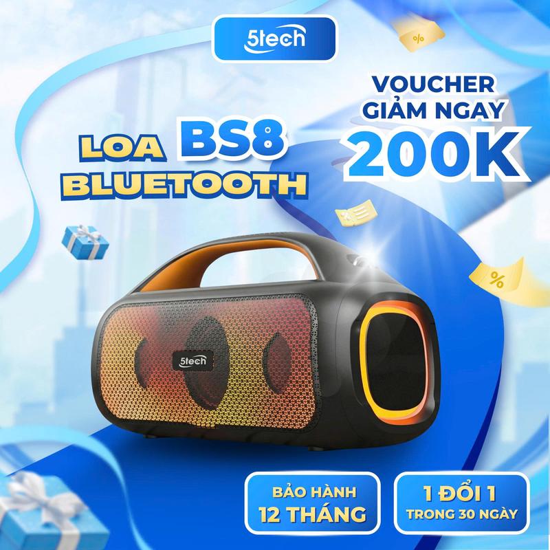 Loa bluetooth 5TECH công suất 60W hỗ trợ kết nối USB thẻ nhớ AUX ghép nối 2 loa đèn led theo nhạc Củ loa nghe nhạc