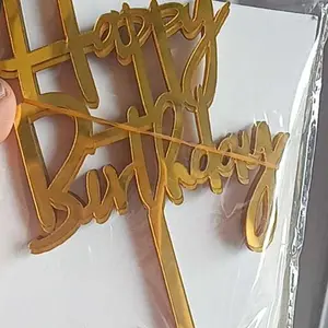 (10) Toper HBD Akrilik untuk Hiasan Kue Ulang Tahun (Acrylic Happy Birthday Cake Topper)