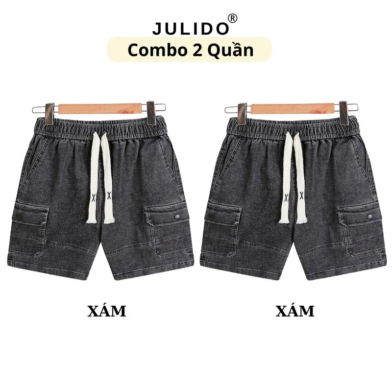 Quần short denim nam túi hộp JULIDO Menswear S Black