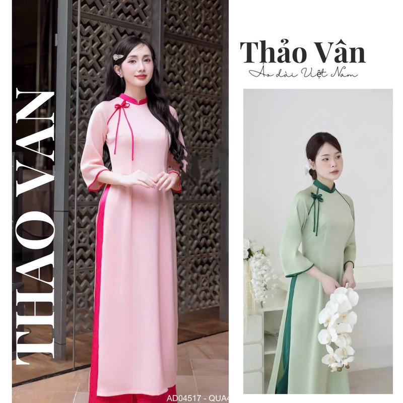 Áo Dài Truyền Thống Vân Chi Dáng Ôm Vải Luạ Ngọc Trai Tay Lỡ Đính Nơ Cách Điệu Trẻ Trung - Áo Dài Thảo Vân