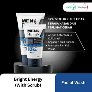 Men's Biore Scrub Facial Wash Bright Energy (40 gram & 100 gram) Sabun Pembersih Wajah Pria