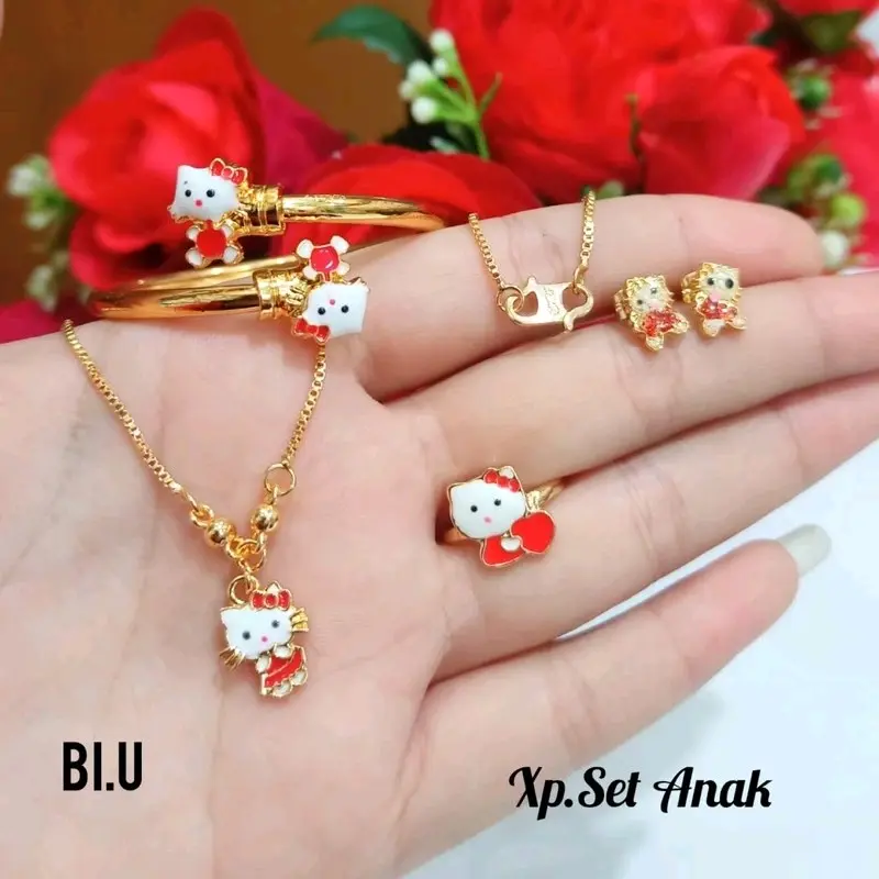 set perhyasan anak E.m.a.s asli free surat pembelian kalung gelang anting cincin ( set perhiyasa anak 3/10thun )