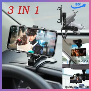 Holder Mobil Jepit 3in1 Spion Dashboard Visor 360° Car Phone Holder
