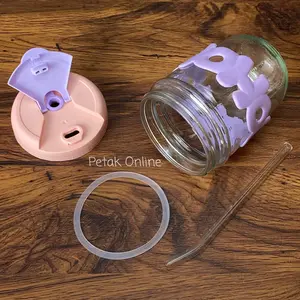 Gelas Sedotan Kaca HOHO 350 Ml Tanpa Kemasan