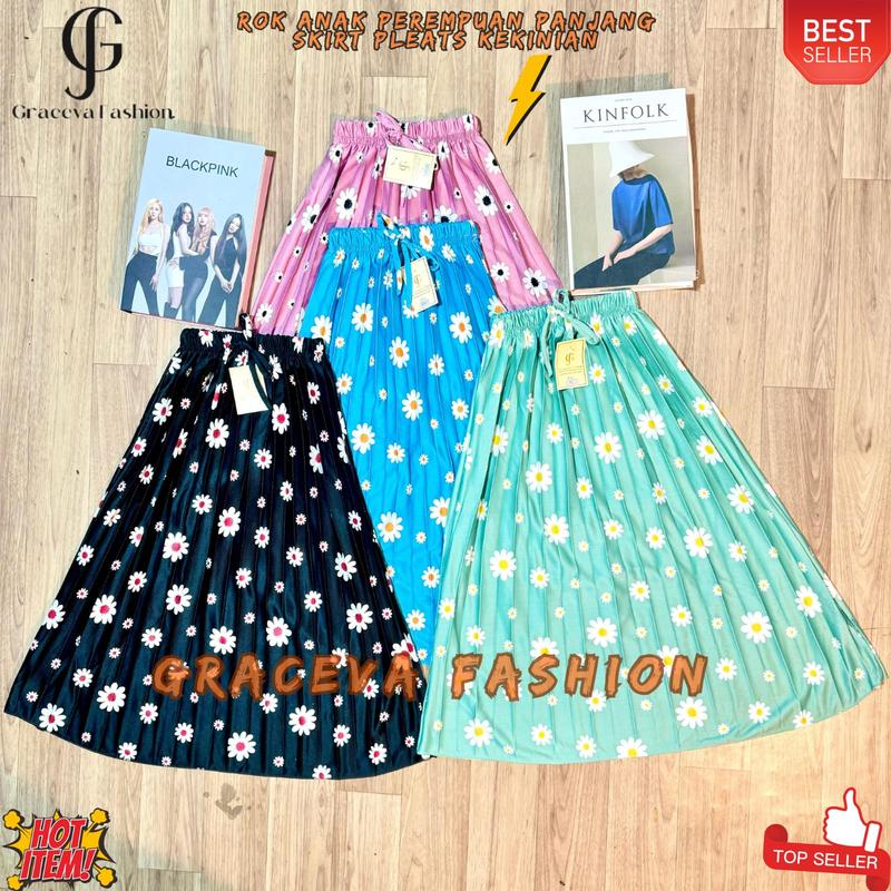 Rok Plisket Anak Motif Bunga - Skirt Pleats Kids Rok Anak Plisket Premium 4