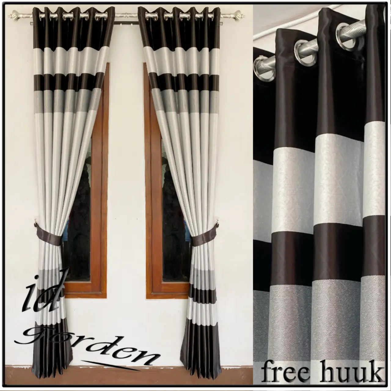 Gorden jendela pintu minimalis coklat hijau abu gold dan biru ukuran panjang 230cm all varian bahan blackout import grad A tebal mewah gratis Tali Kain Bludru