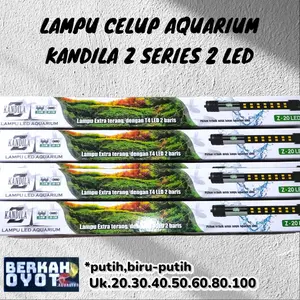 Sakkaipro Kandila Lampu Celup Aquarium 2 Baris Double LED Lebih Terang Putih Biru Putih Uk 20 30 40 50 60 80 100