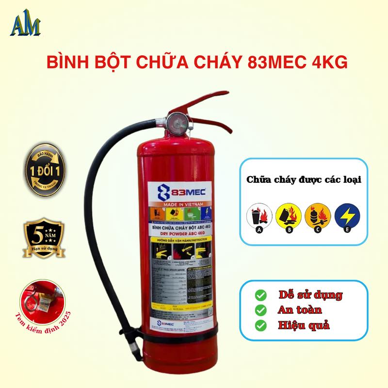 Bình Chữa Cháy 83Mec Chủng Loại Bình Bột ABC 4kg Model BQP-ABC/4kg - Kitchen-Có Tem Kiểm Định