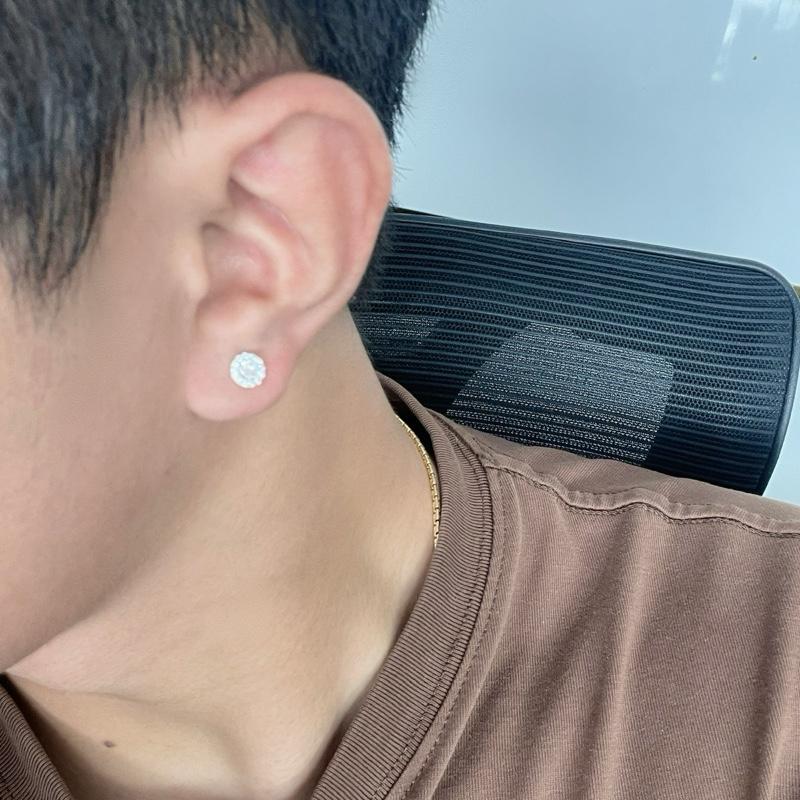 Khuyên tai nụ tròn nam nữ đính đá lấp lánh chất liệu bạc Tehio jewelry store THJ02 4