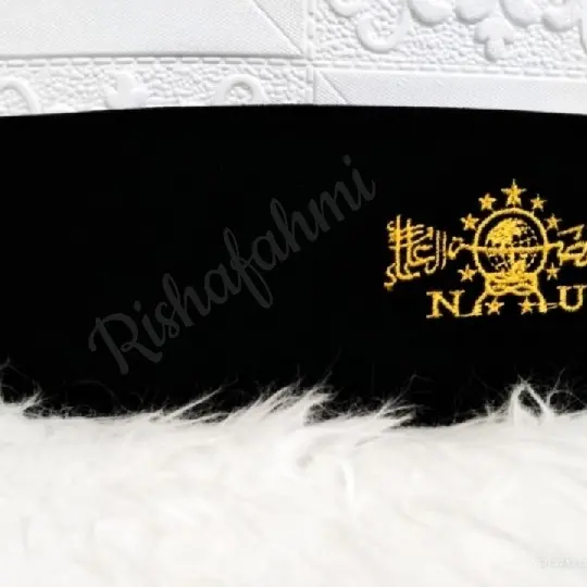 0Songkok Nu Hijau Emas Merah Putih/Peci Hitam logo Nu/Kopiah bordir logo Nu 3