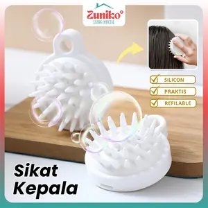 Zuniko Living | Sikat Pijat Silikon Rambut | Sisir Keramas Anti Slip | Pembersih Kulit Kepala