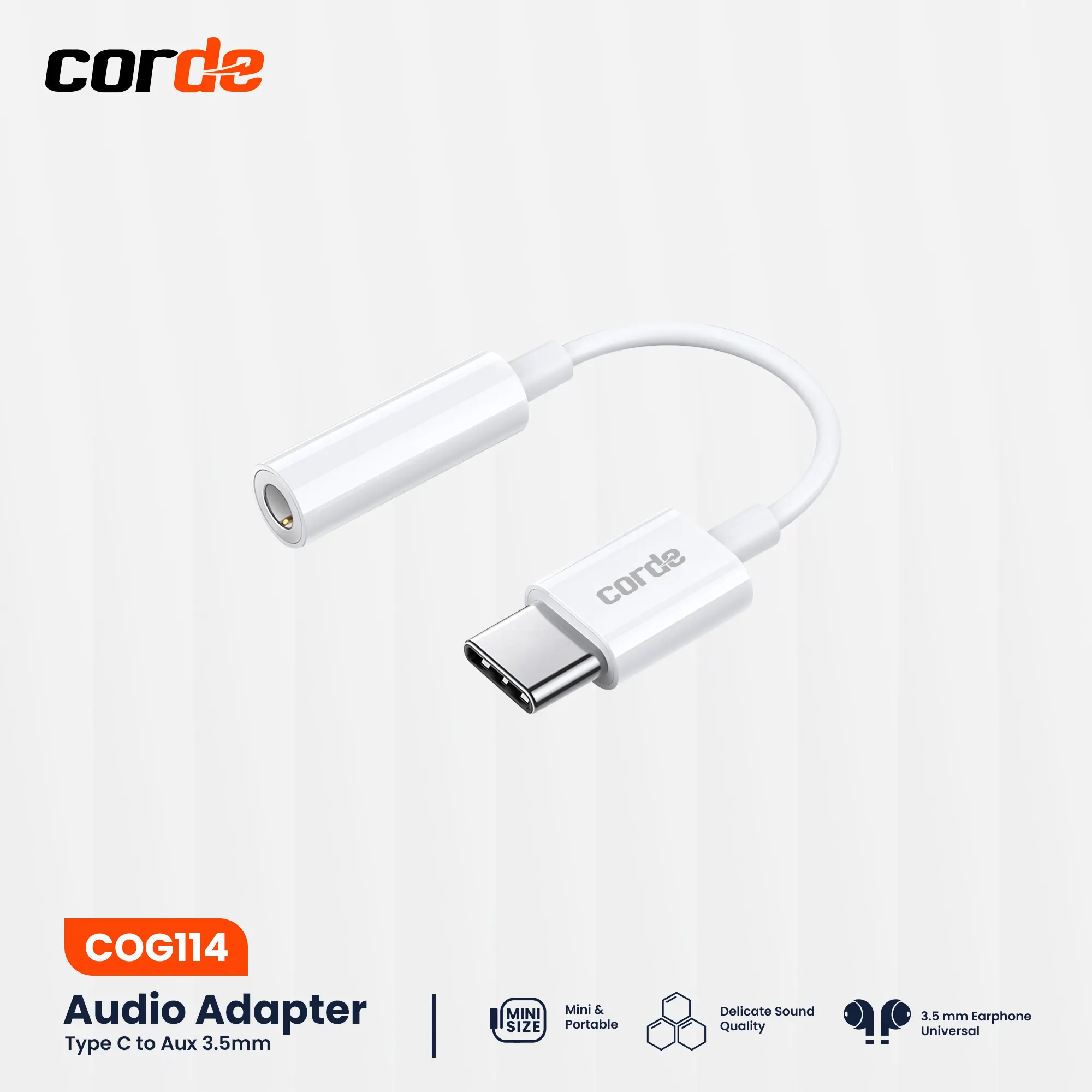 CORDE Kabel Converter Type C to AUX 3.5mm USB C to Jack Audio Headset Handphone COG114