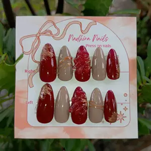 Press on nails Design 3D Timbul, Free Lem Gel & 1 Paket Toolkit