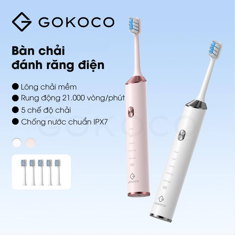 Bàn chải đánh răng điện tự động 21.000 rung/phút 5 chế độ IPX7 làm trắng răng và thơm hơi thở