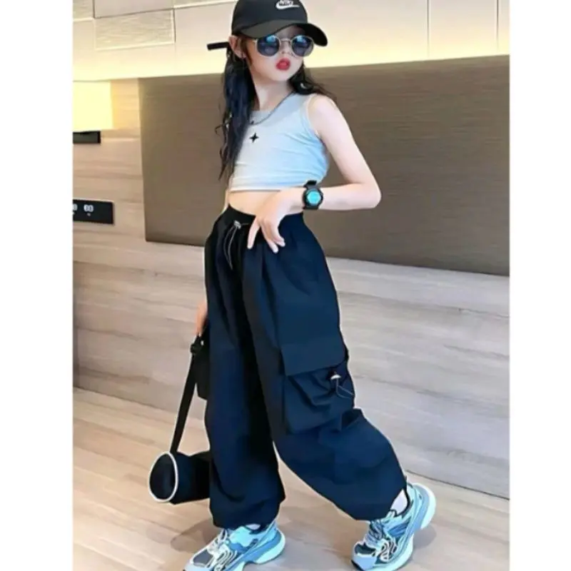 Celana Panjang Cargo High Waist Anak  Usia 7-12 Tahun - Cargo Loose Pants Fashion Fashion celana  anak perempuan celana cargo  anak 4