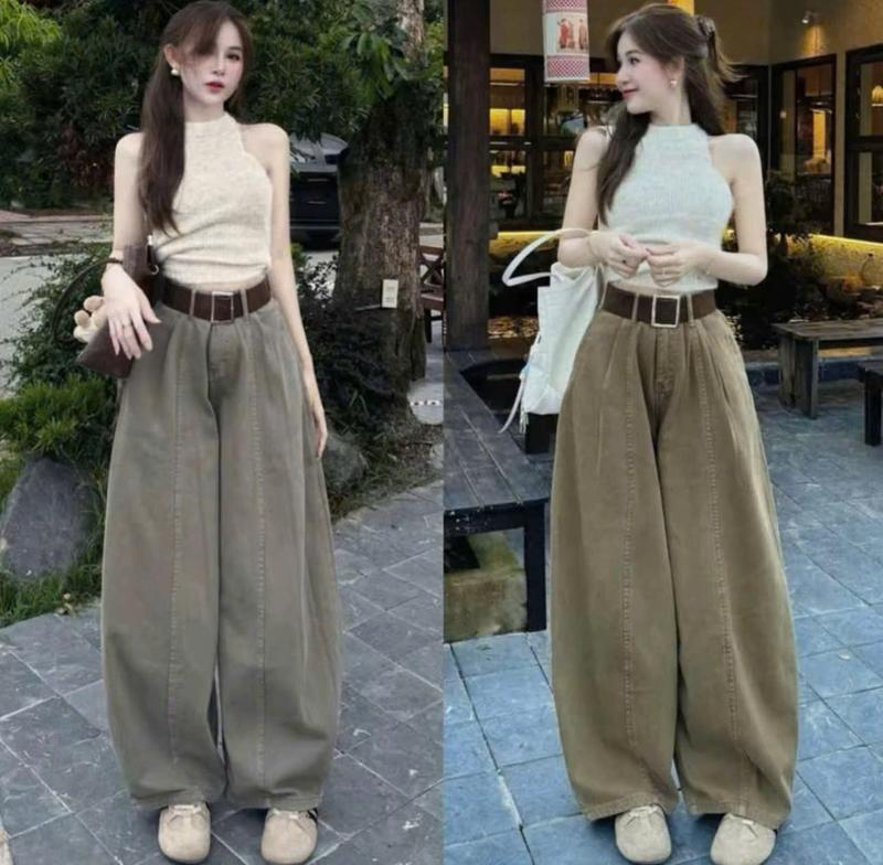  Deal Mở Bán Tặng Kèm Thắt Lưng Ngẫu Nhiên  Quần jeans ống rộng vintage Hàn Quốc cạp cao tôn dáng chất liệu thoáng mát dễ mặc cho phong cách thời trang thoải mái 
