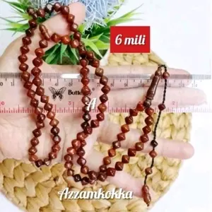 Tasbih 99 wajik polos 6 mili coklat kokka kaukah asli
