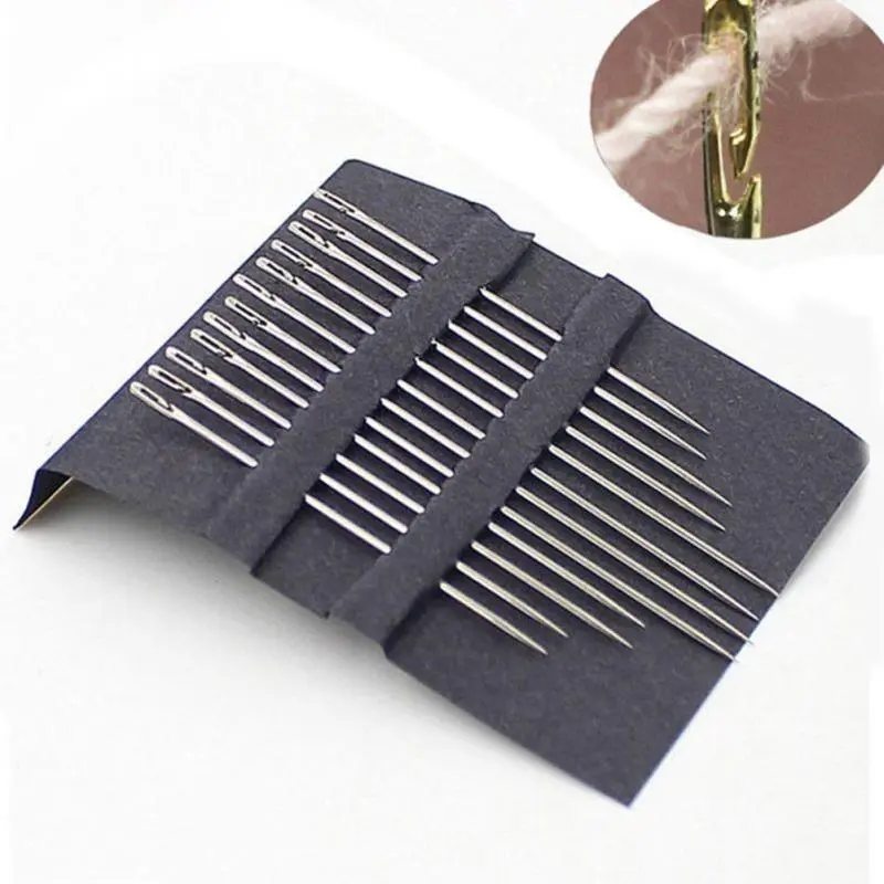 Kim Khâu Tay Bằng Thép Không Gỉ, 12 Cái, Kim Khâu Mới, Không Cần Chỉ, Chỉ Cần Móc Dây Trong Lỗ Mở Bên Đuôi Không Cần, Tự Làm Cho Người Già Mù Nhiều Kích Cỡ Darning 8