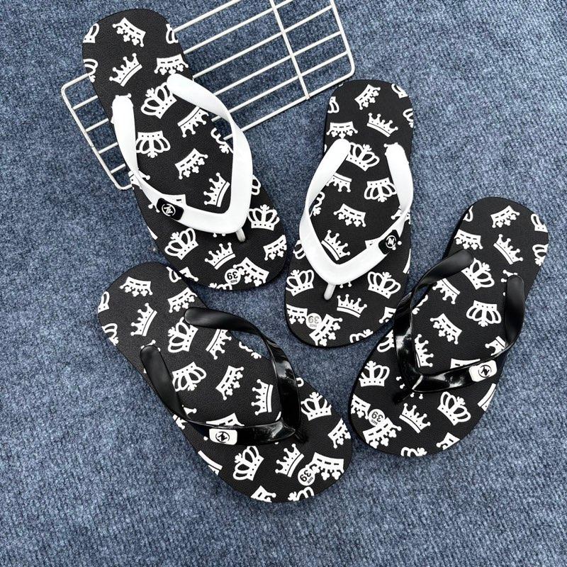 Dép Tông Nam Dép tông hoạ tiết Vương Miện đế cứng dép xỏ ngón dép lào nam dép kẹp nam