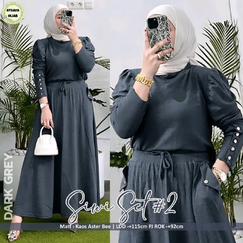 Siwi set bahan kaos premium aksen kancing fariasi Baju Muslim 4