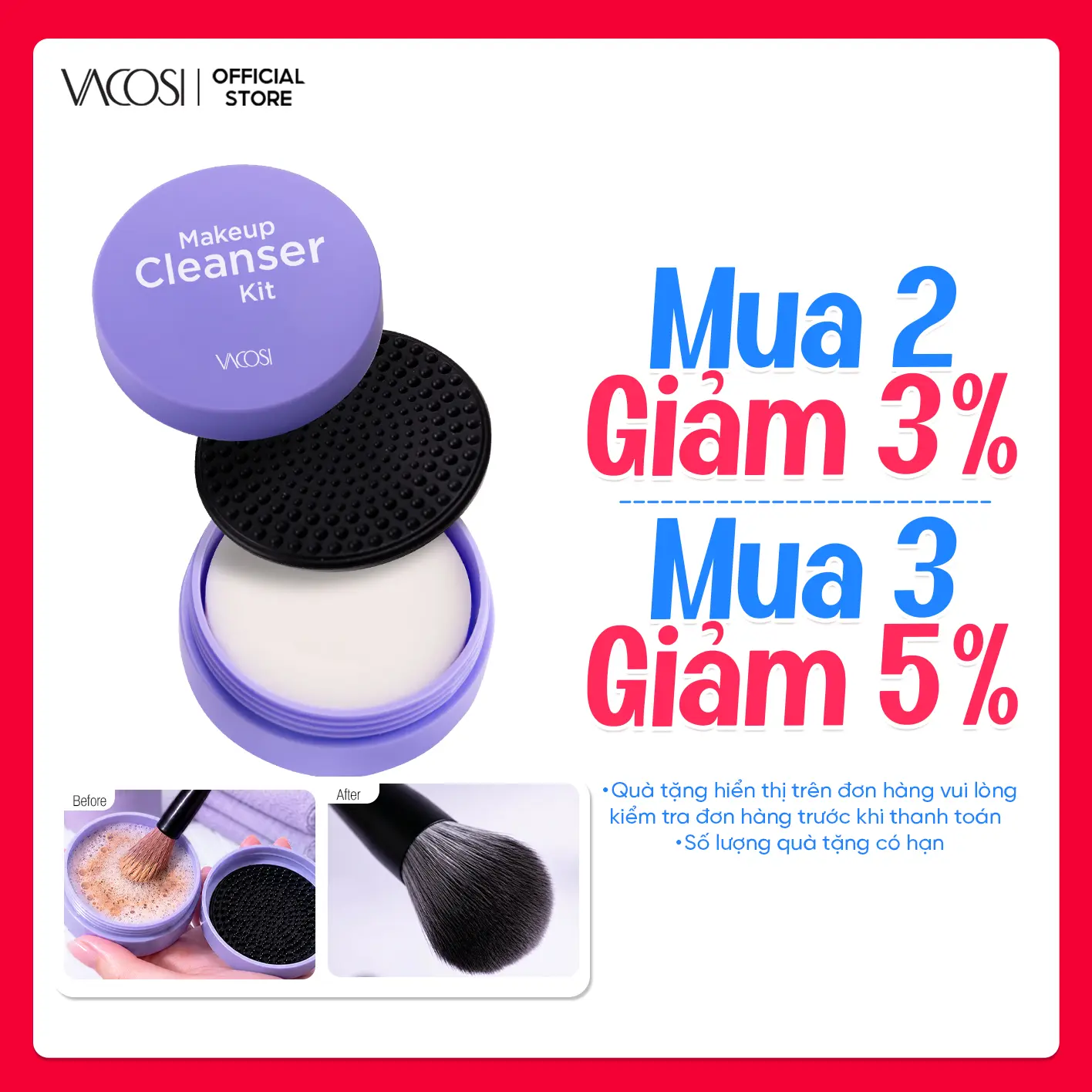 Soap Rửa Cọ Trang Điểm VACOSI - DC14 – Dễ Làm Sạch, Chuyên Dụng