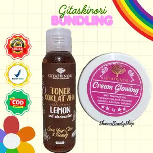 READY! BUNDLING Toner coklat aha Kelupas Wajah & Cream Glowing BPOM Gitaskinori Lemon Mencerahkan Niacinamide