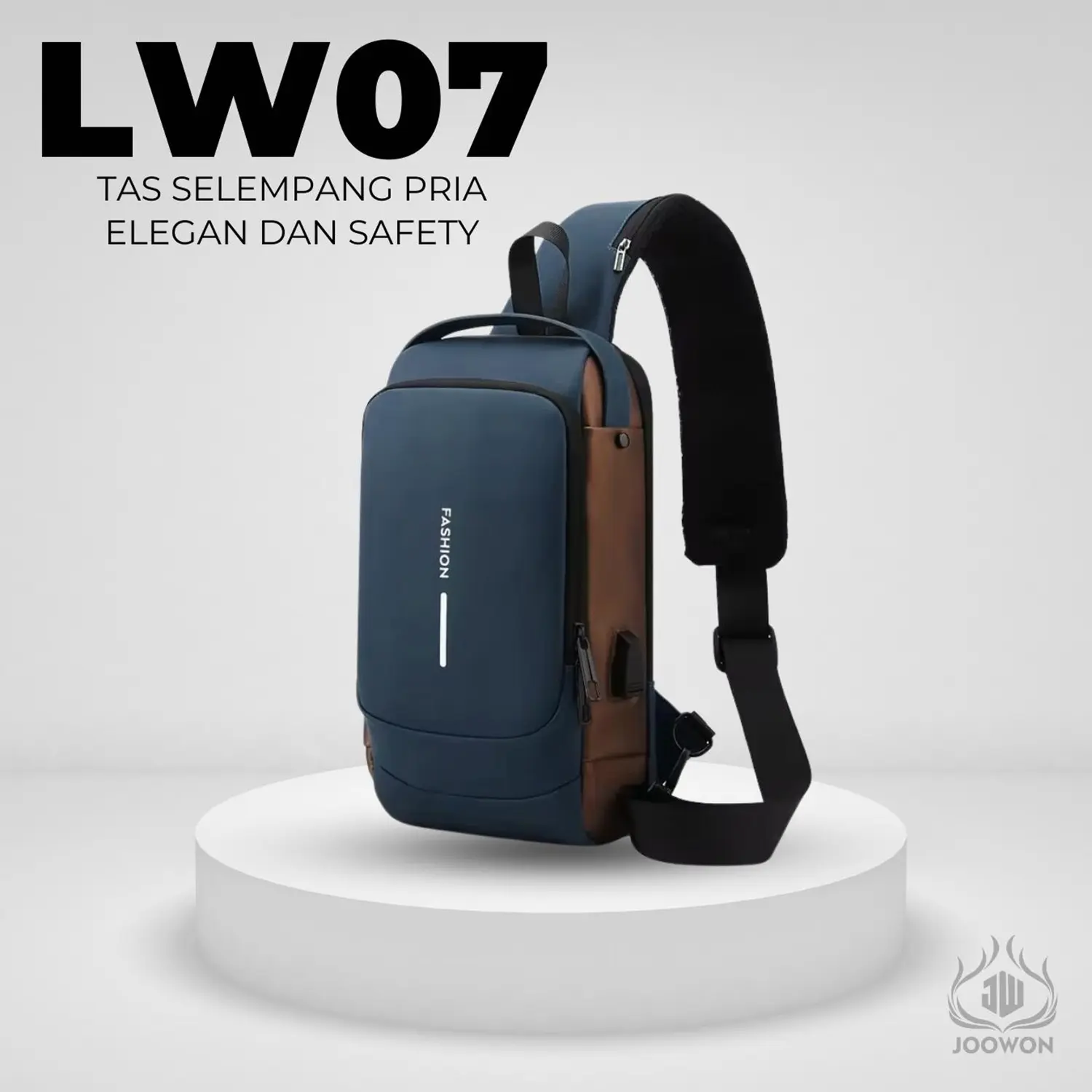 Joowon Tas Waistbag Tas Selempang Pria modern Dengan Smartlock elegan waterproof kekinian  bahan nylon - LW07 Pinggang Slingbag