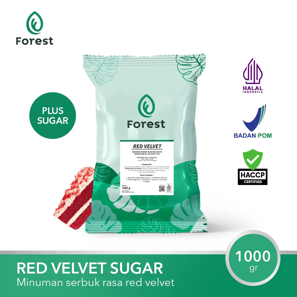 Bubuk Minuman RED VELVET Powder 1000g Plus Gula - FOREST Bubble Drink