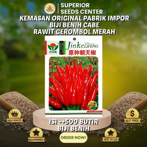 500 Butir Biji Benih Cabe Rawit Gerombol Merah | Cabe Cluster Pedas (Kemasan Original Pabrik Impor)