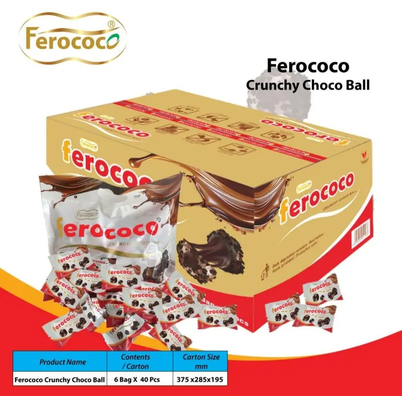 Makanan Coklat Ferococo Chrunchy Choco Ball HALAL 40pcs 320gr 0