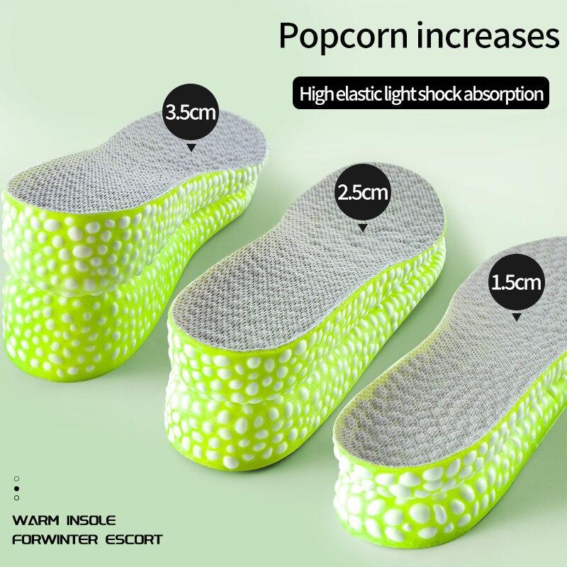 Product Introduction of 1Pair Height Increase Insoles Green PU Shoes Sole Soft Elasticity Pad Breathable Comfortable for Men Women Feet Care Insoles 5