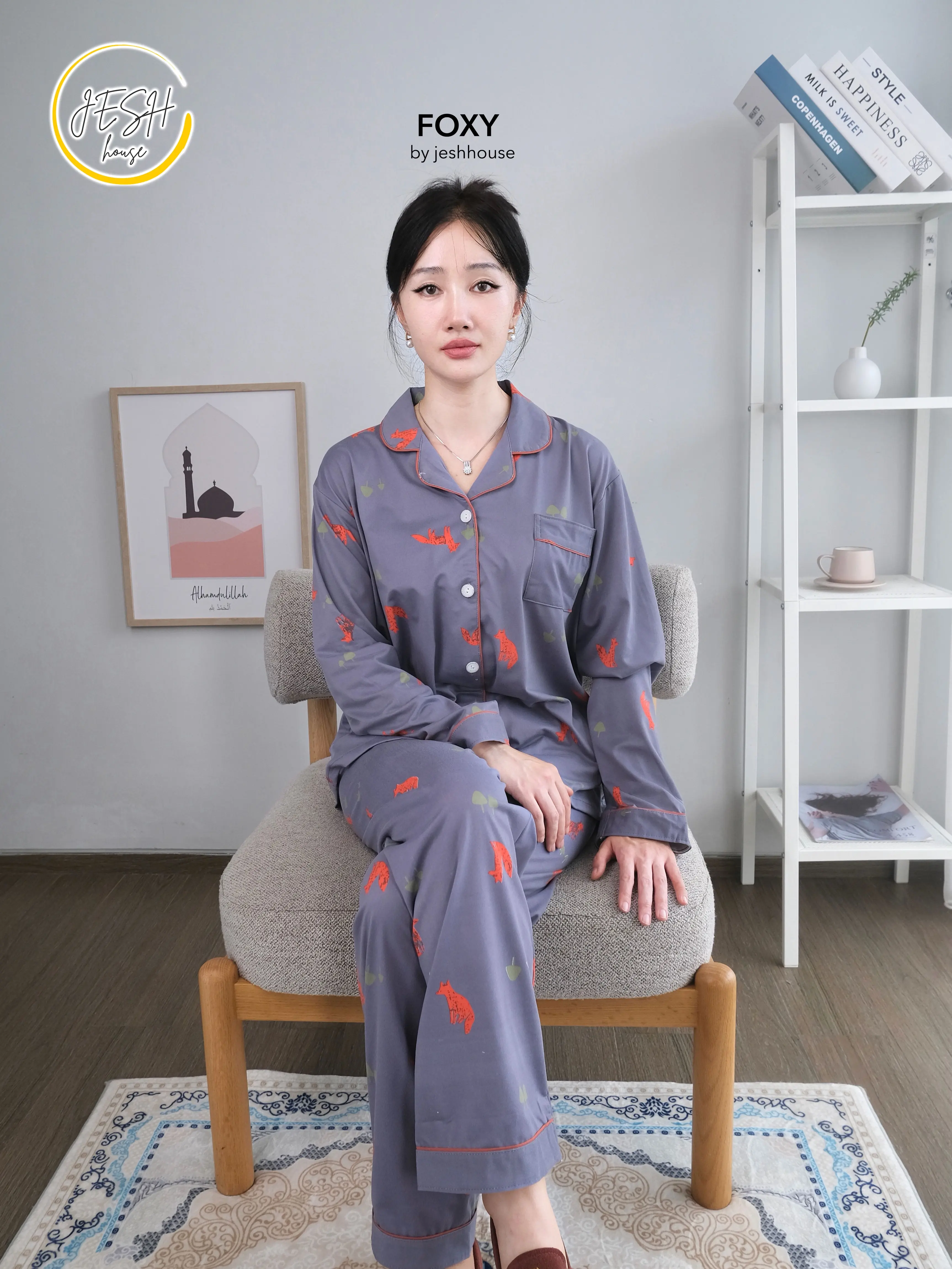 JESHHOUSE SERIES 01 Piyama Set PP Lengan Panjang Mewah Kekinian Cotton Milky Lembut Nyaman Halus Tidur Wanita Bahan Premium Soft Milk Cotton
