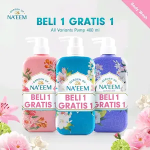 Garden Of Na'Eem Royal Jasmine Moisturizing Body Wash Pump EXP 2027- 480ml Beli 1 Gratis 1/Garden Of Na'Eem Taifi Rose Pink/Midnight Gardenia Moisturizing Body Wash Pump - 480ml Beli 1 Gratis 1 EXP 2028
