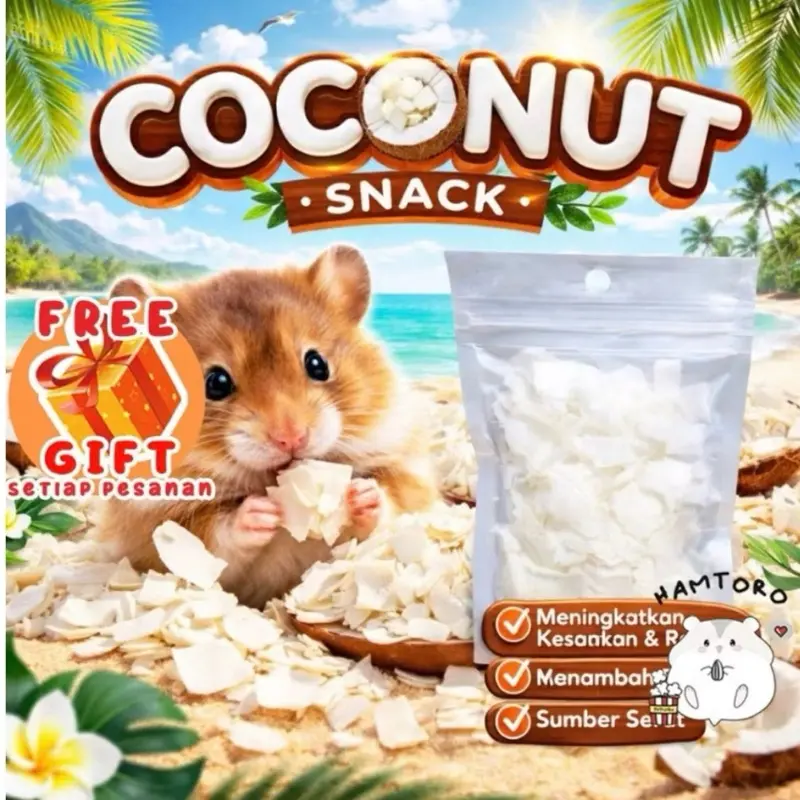 DRIED COCONUT 10gr UNTUK CEMILAN HAMSTER SUGAR GLIDER