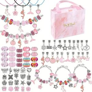 Kit de 67 piezas para hacer pulseras de cuentas para niñas de 6 a 10 años, incluye suministros para hacer joyería y caja portátil, ¡una idea de regalo de cumpleaños perfecta