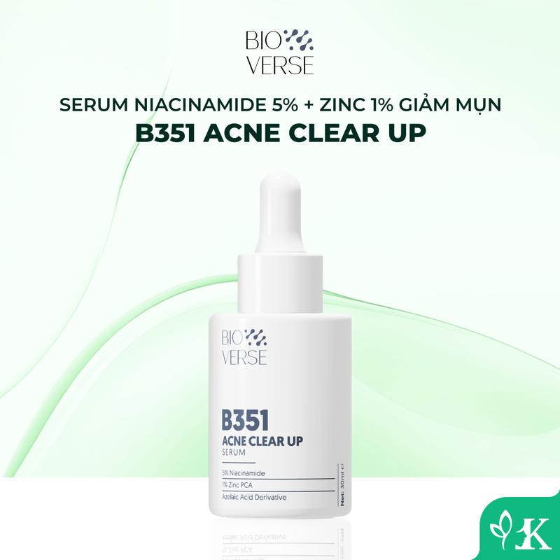 Bộ Đôi Bioverse Tinh Chất Niacinamide 5% + Zinc 1% Hỗ Trợ Mụn B351 Acne Clear…