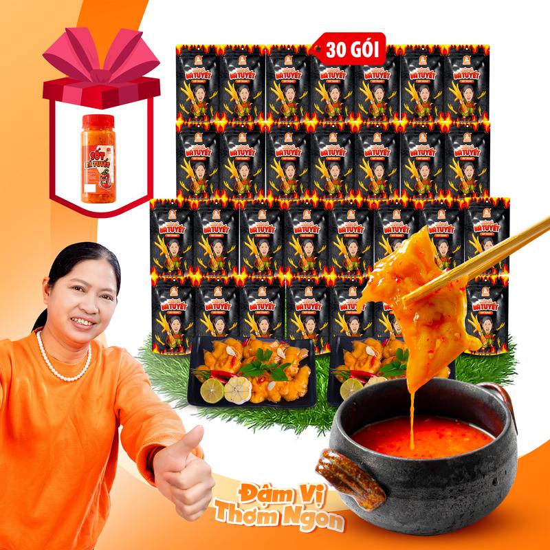 (Bà Tuyết x Live) (Tặng 1 hũ sốt nhỏ) Combo 30 GÓI CHÂN GÀ TÊ CAY RÚT XƯƠNG - ĂN CÙNG BÀ TUYẾT
