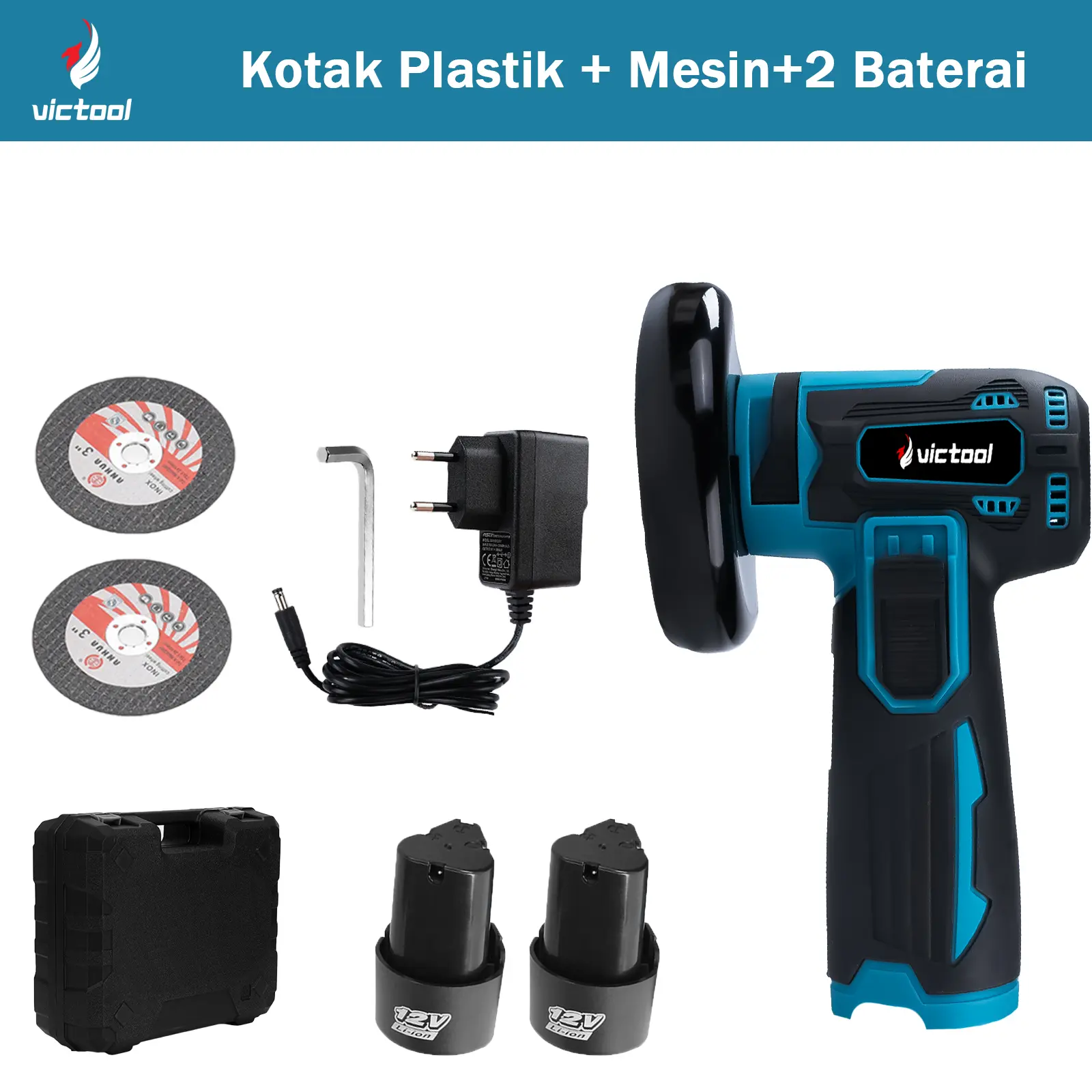 Kotak Plastik+ Mesin + 2 Baterai