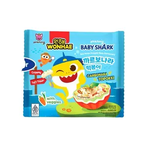 Wonhae Toppoki Carbonara Kids Baby Shark 80g / Kue Beras Rasa Carbonara with Veggies 80gr