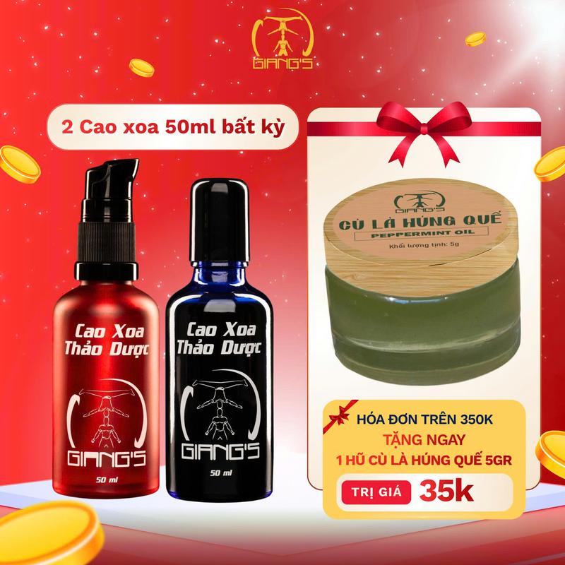 Combo 2 Chai Dầu Xoa Bóp Thảo Dược Toàn Thân 50ml Đỏ + Xanh – Cao Xoa Bóp Toàn Thân Giảm Đau Nhức Xương Khớp Massage Cổ Vai Gáy Phục Hồi Cơ Quốc Cơ