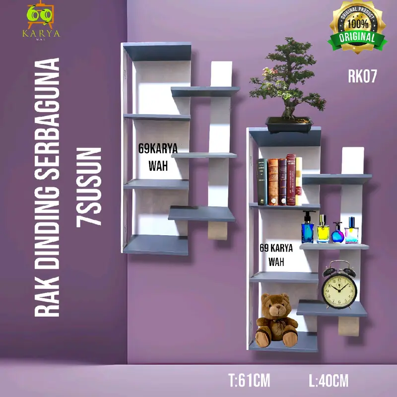 RAK  DINDING MINIMALIS  7 TINGKAT RAK SERBAGUNA MULTIFUNGSI Plastik Portable Ambalan Furniture Estetik MUDAH UNTUK PEMASANGAN  Mainan Anak PakuNYA 2