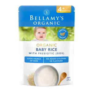 Bellamys Organic Baby Rice Cereal PREBIOTIC GOS  4+/ 5+ / 6+ Months 125g AUSTRALIA