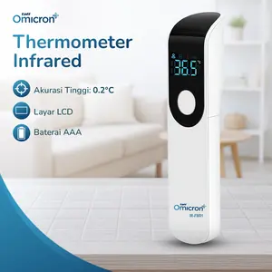 TaffOmicron Termometer Suhu Tubuh Digital Infrared Forehead NonContact IR-FM01 Akurasi Tinggi 0.2°C Layar LCD Backlight Fungsi Alarm Suhu Tinggi Desain Ergonomis Portabel