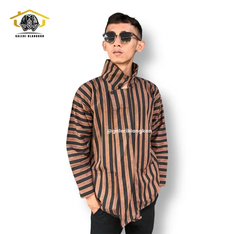 Baju Lurik Pria Anak & Dewasa | Surjan Pakaian Baju Tradisional Adat Jawa | Laki-laki Balita/TK/SD/SMP Parsel Bayi Baju Dalang Anak-Anak Cowok [Bonus Blangkon] 3