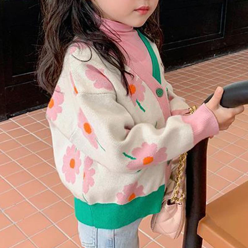 Product Introduction of Stylish Girls' Jacquard Knit Cardigan Sweater with Blossom Accents - Perfect for Any Occasion 22