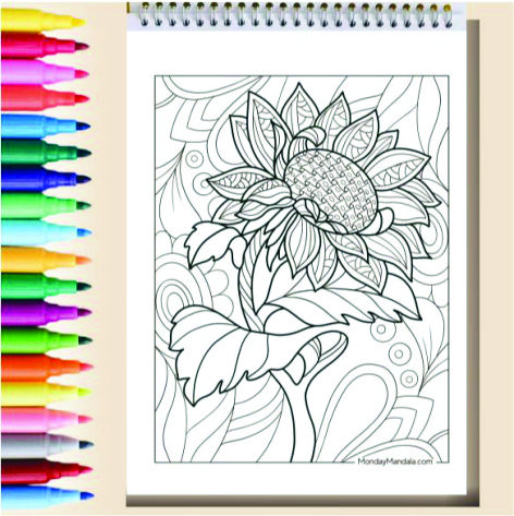 Flowers Coloring Book Cozy Book Adult Buku Mewarnai Remaja Dewasa Spiral Kertas Tebal Tema Bunga 4